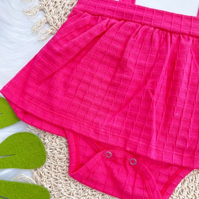 Body Vestido com Gola Bordada Corações - Off White e Pink